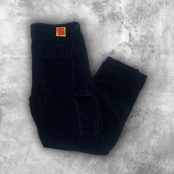 Empyre Other - Empyre Mens Vintage Y2K Baggy Corduroy Cargo Pants Size 33 Black